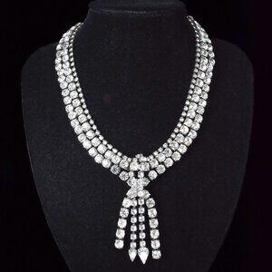 NEW · DANNIJO Silver Tie Crystal Statement Necklace